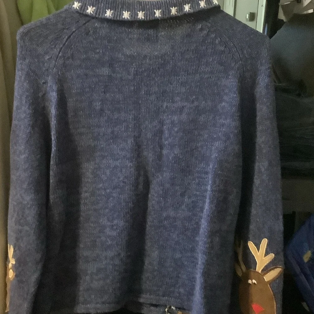 Tiara Navy Knit girls full zip Christmas Sweater,‎ size 16